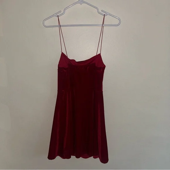 Urban Outfitters Red Velvet Strappy Mini Dress - Picture 4 of 4